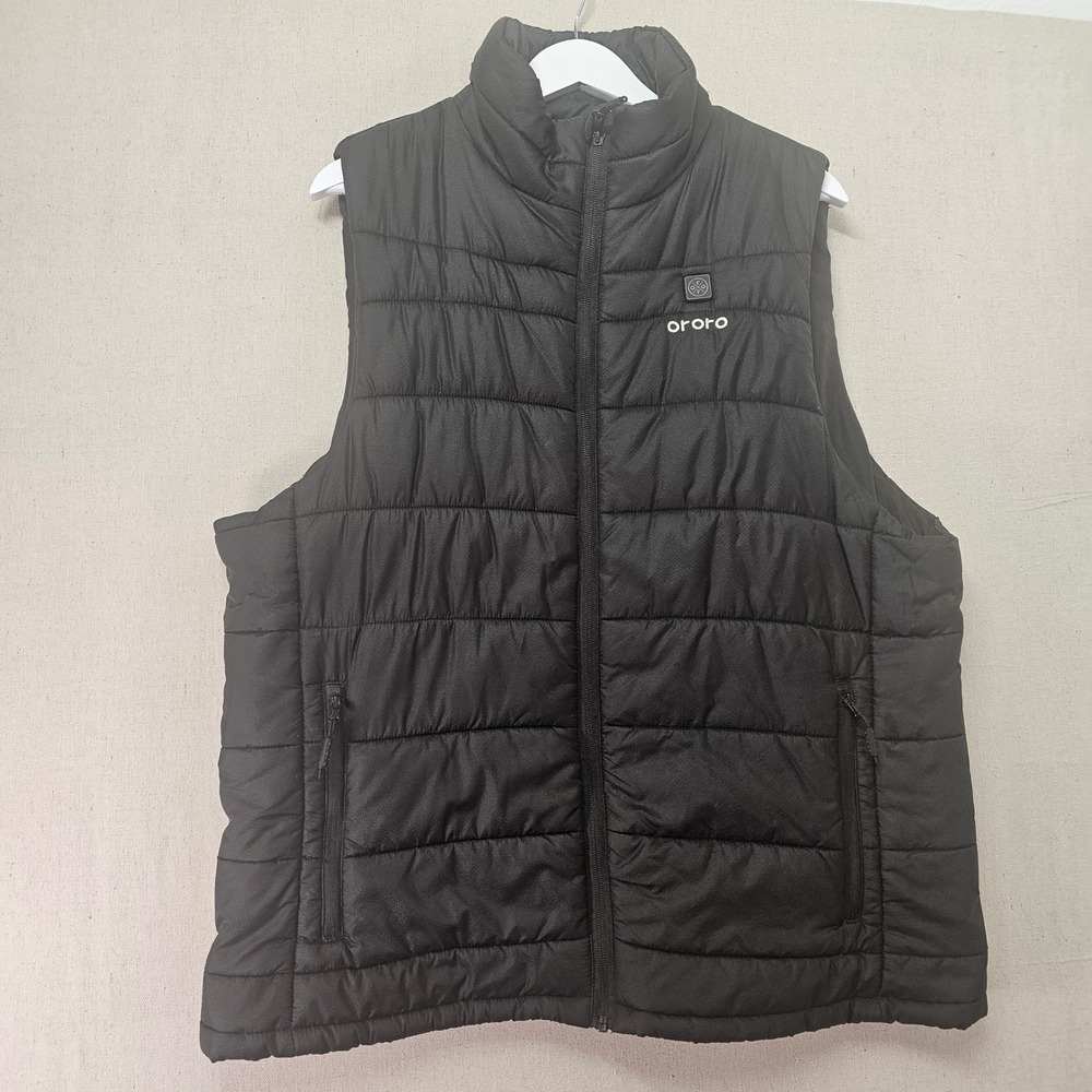 Ororo Men's Heated Puffer Vest Black Size XL Quilted Full Zip Gilet No Battery
